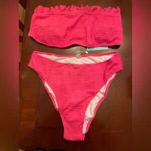 NWT Strapless Hot Pink Bikini Set